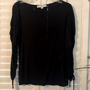 LOFT black tie-sleeve boat neck top XS